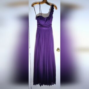 Speechless sizeM Pleeted One Shoulder Maxi Dress Empire Waist Embellishedw/Roses